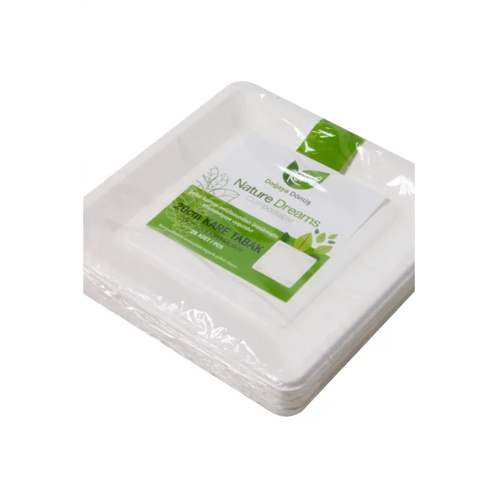 Supertrend Doğaya Dönüşümlü Kare Tabak 20cm 25li