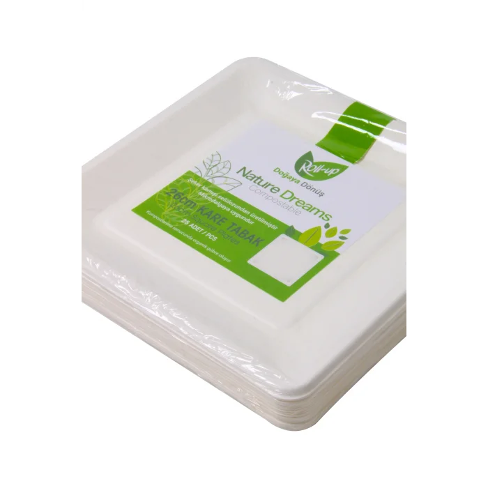 Supertrend Doğaya Dönüşümlü Kare Tabak 26cm 25li