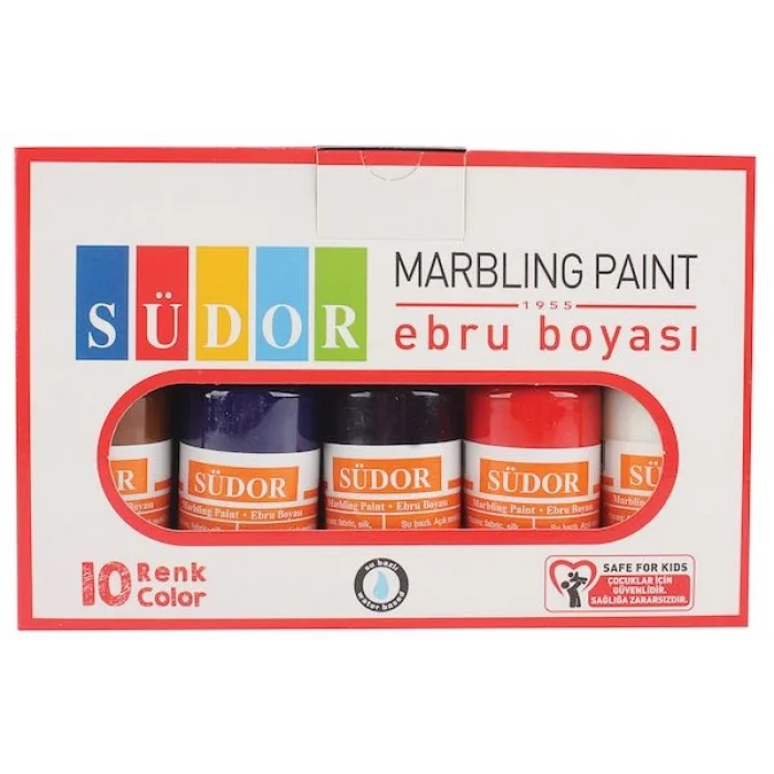 Supertrend Ebru Boyası Seti 10 Renk x 30 ml. Damlalıklı Şişe