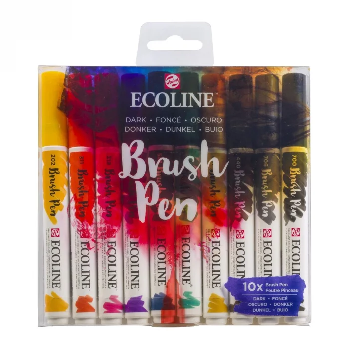 Supertrend Ecoline Brush Pen Fırça Uçlu Kalem Seti 10 Renk DARK COLOURS