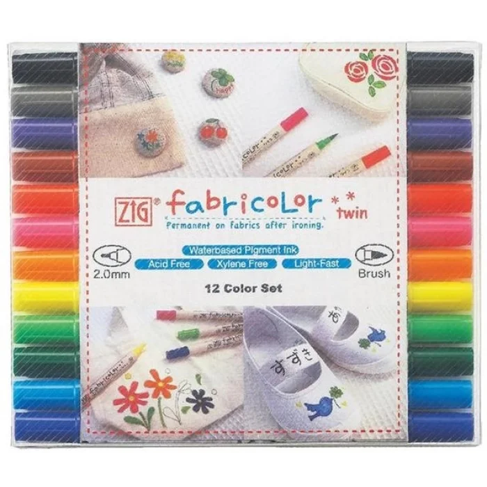 Supertrend Fabricolor Twin Çift Uçlu Kumaş Tekstil Boyama Kalemi Seti 12 Renk