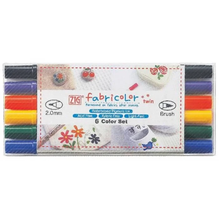 Supertrend Fabricolor Twin Çift Uçlu Kumaş Tekstil Boyama Kalemi Seti 6 Renk