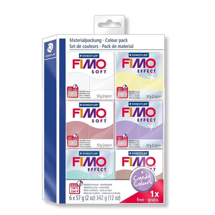 Supertrend Fimo Soft Polimer Kil Seti 6 Renk x 57 gr. Candy Colours