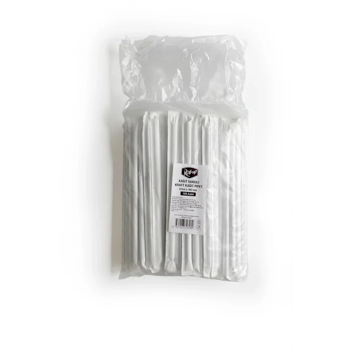 Supertrend Frozen Kağıt Pipet Kraft Kağıt Sargılı 8mm x 19,5cm - 100 Adet