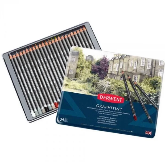 Supertrend Graphitint Suda Çözünebilen Renkli Eskiz Çizim Kalemi Seti 24lü Teneke Kutu