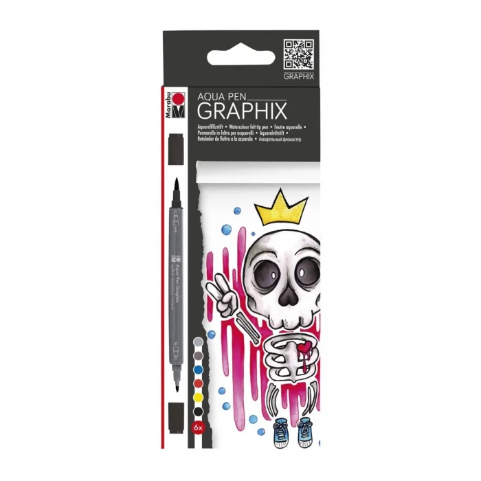 Supertrend Graphix Aqua Pen Çift Uçlu Grafik Çizim Manga Marker Kalemi Seti 6 Renk King Of Bubblegum