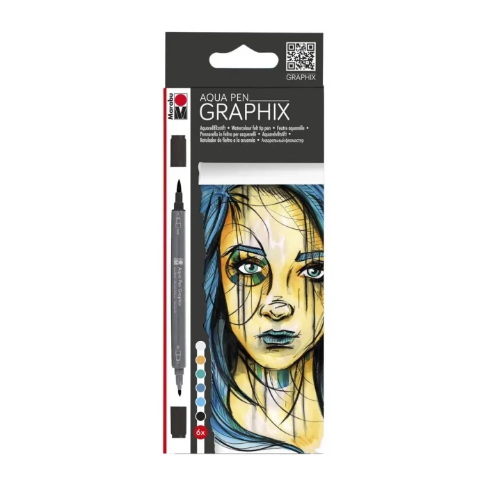 Supertrend Graphix Aqua Pen Çift Uçlu Grafik Çizim Manga Marker Kalemi Seti 6 Renk Metropolitan