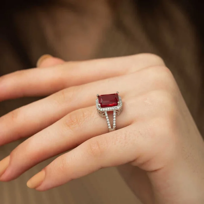 Supertrend Gümüş Baget Kare Bayan Yüzük