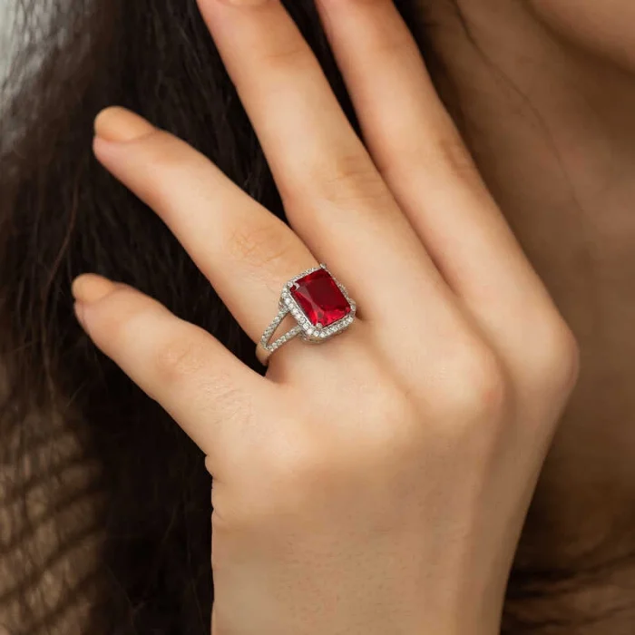 Supertrend Gümüş Baget Kare Bayan Yüzük