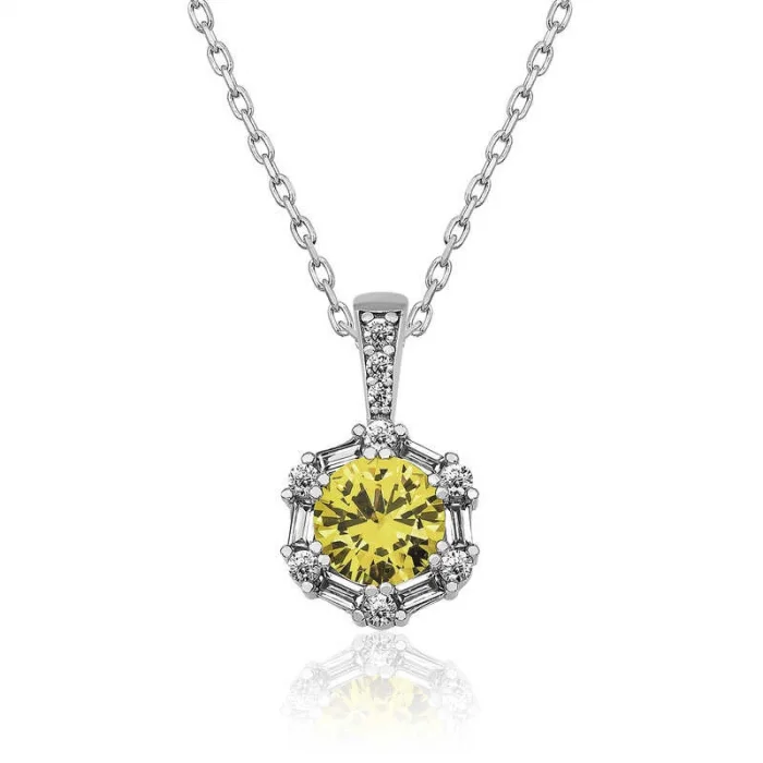 Supertrend ​gümüş Buğday Sarısı Baget Taşlı Bayan Kolye