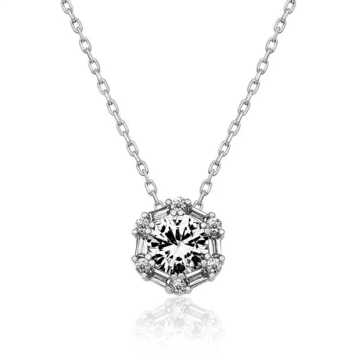 Supertrend Gümüş Buz Beyazı Baget Taşlı Bayan Kolye