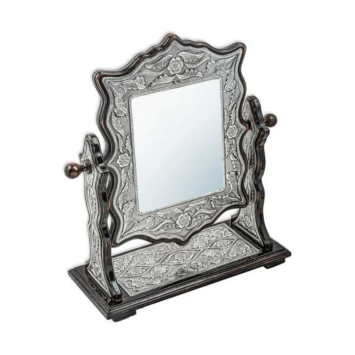 Supertrend ​gümüş Çiçek Desenli Kare Çift Taraflı Ayna