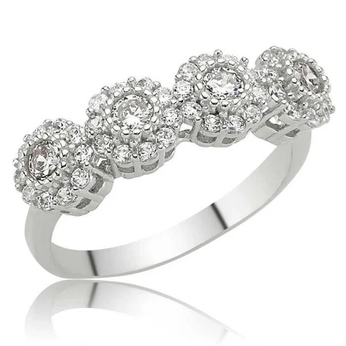 Supertrend Gümüş Çiçekli 5 Taş Bayan Yüzük