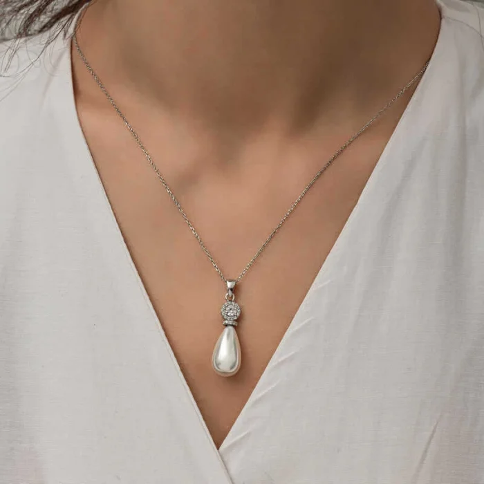 Supertrend Gümüş Damla İnci Kadın Kolye