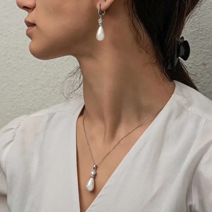 Supertrend Gümüş Damla İnci Kadın Set
