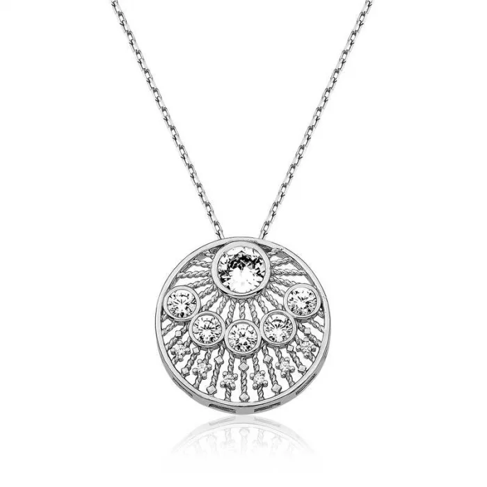 Supertrend Gümüş Etnik Desenli Bayan Kolye