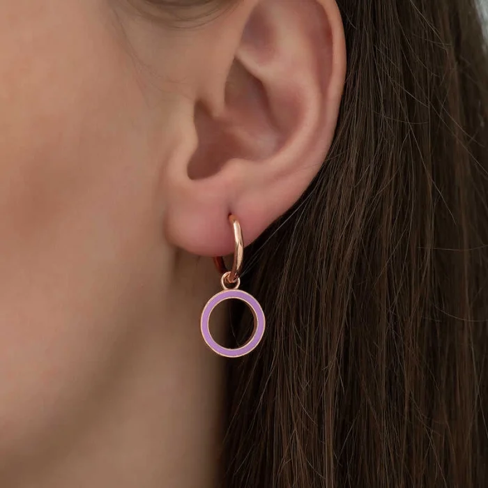 Supertrend Gümüş Fosforlu Lila Oval Küpe