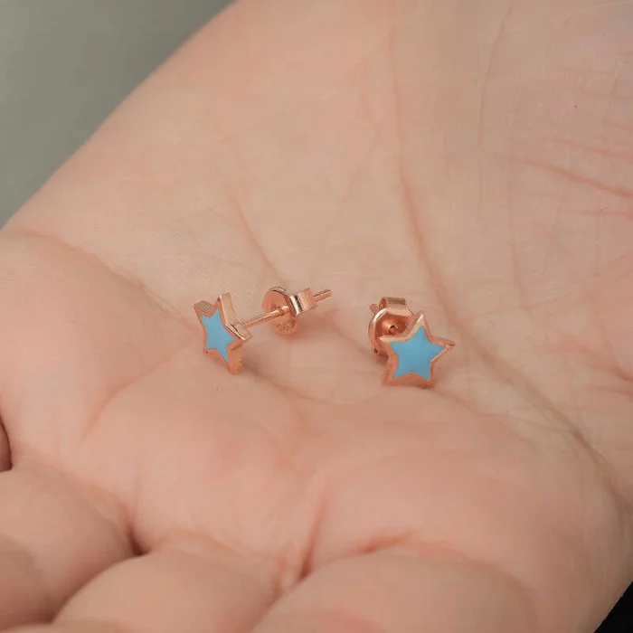 Supertrend Gümüş Fosforlu Mavi Yıldız Küpe