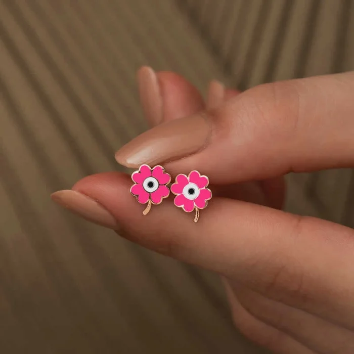 Supertrend ​gümüş Fosforlu Pembe Yonca Küpe