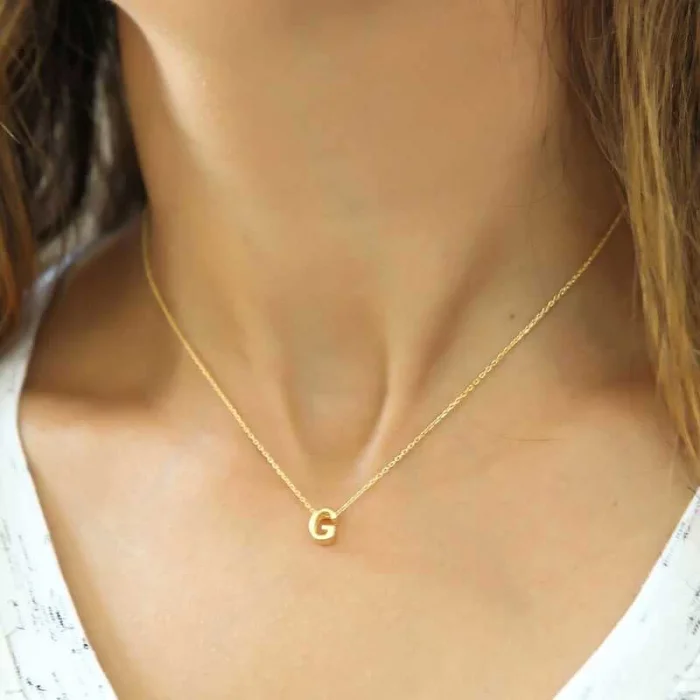 Supertrend Gümüş Gold 3 Boyutlu G Harf Bayan Kolye