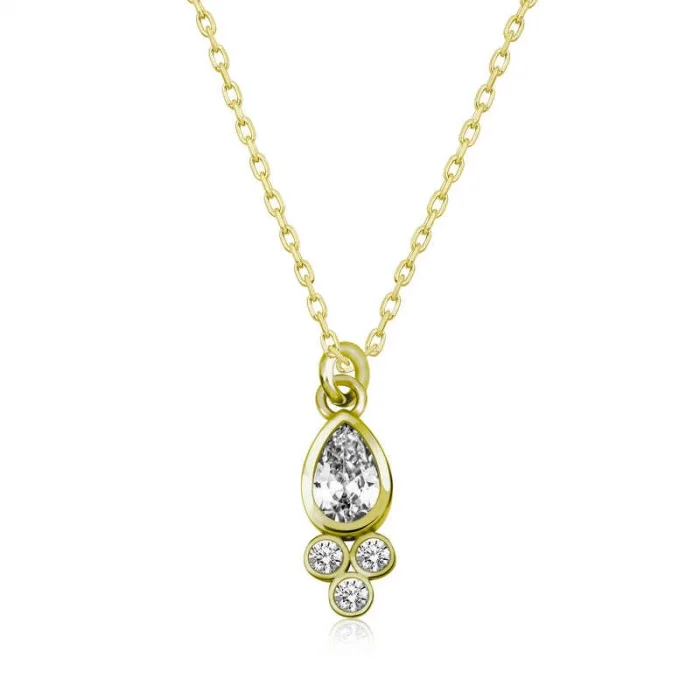 Supertrend Gümüş Gold Çiğ Damlası Tektaş Bayan Kolye