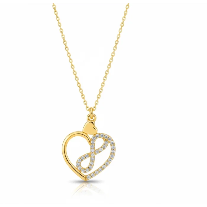 Supertrend Gümüş Gold Kalp İçinde Sonsuzluk Kadın Kolye