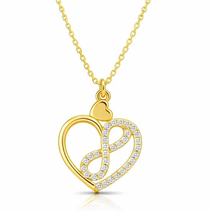 Supertrend Gümüş Gold Kalp İçinde Sonsuzluk Kadın Kolye