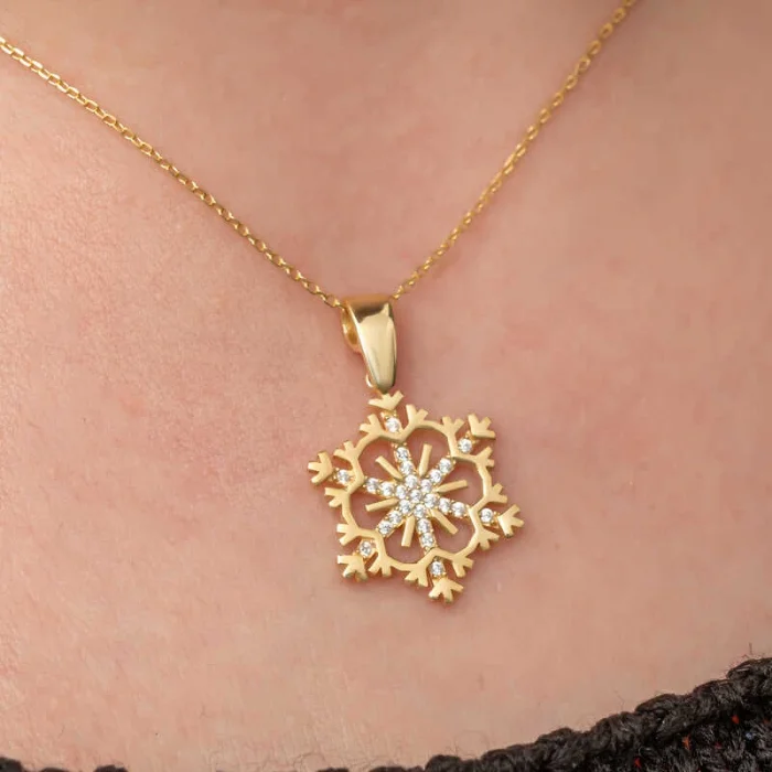 Supertrend Gümüş Gold Kar Tanesi Kadın Kolye