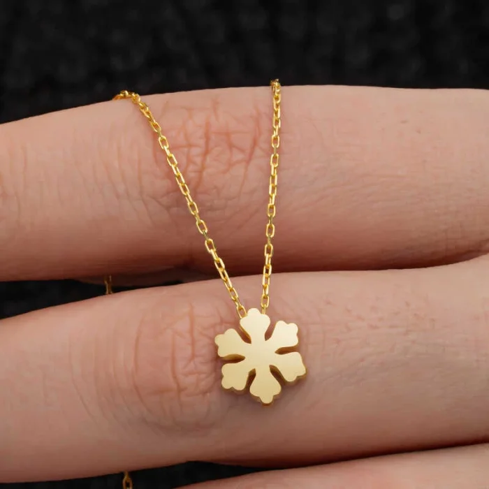 Supertrend Gümüş Gold Minimal Kar Tanesi Kadın Kolye