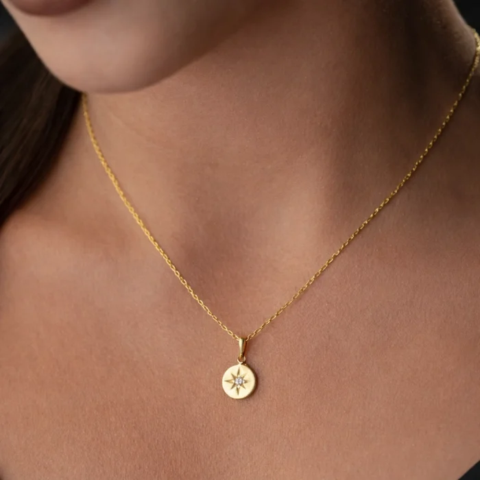Supertrend Gümüş Gold Minimal Yıldız Kadın Kolye