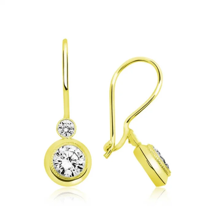 Supertrend ​gümüş Gold Sallantılı Tek Taş Küpe