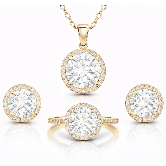 Supertrend Gümüş Gold Yuvarlak Montür Tek Taş Kadın Set