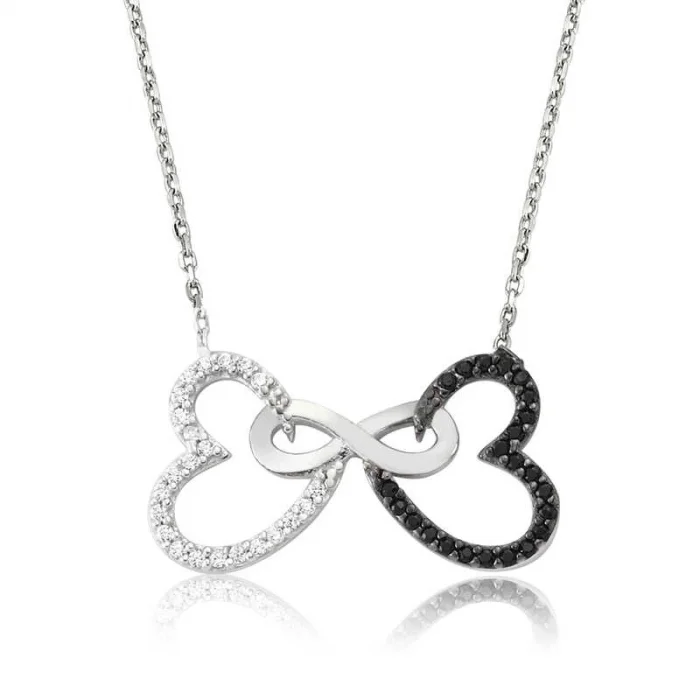 Supertrend Gümüş İki Kalp Sonsuzluk Kadın Kolye