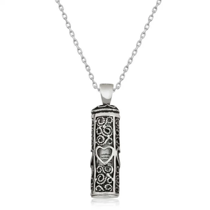 Supertrend Gümüş Kalp Desenli Cevşen-ül Kebir Kolye