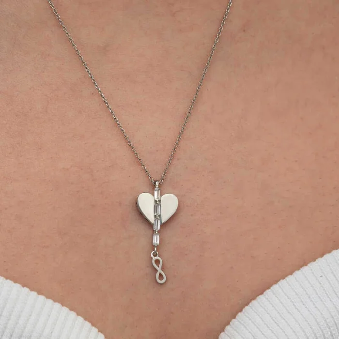 Supertrend Gümüş Kalpli Sonsuzluk Kadın Kolye