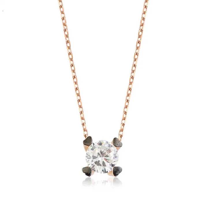 Supertrend Gümüş Kalpli Tek Taş Bayan Kolye