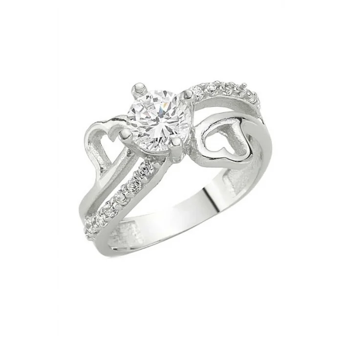 Supertrend Gümüş Kalpli Tek Taş Bayan Yüzük