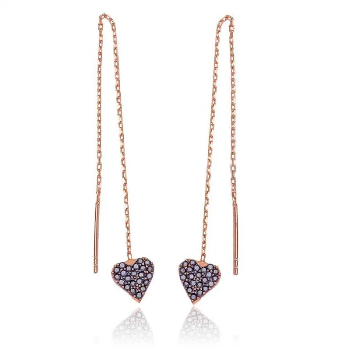 Supertrend Gümüş Kalpli Zincir Bayan Küpe