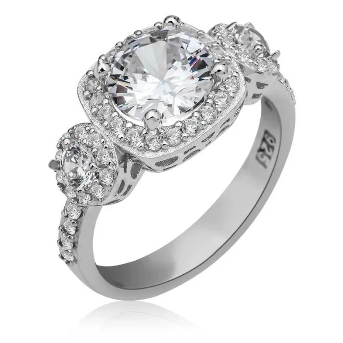 Supertrend Gümüş Kare Montür Tek Taş Kadın Yüzük