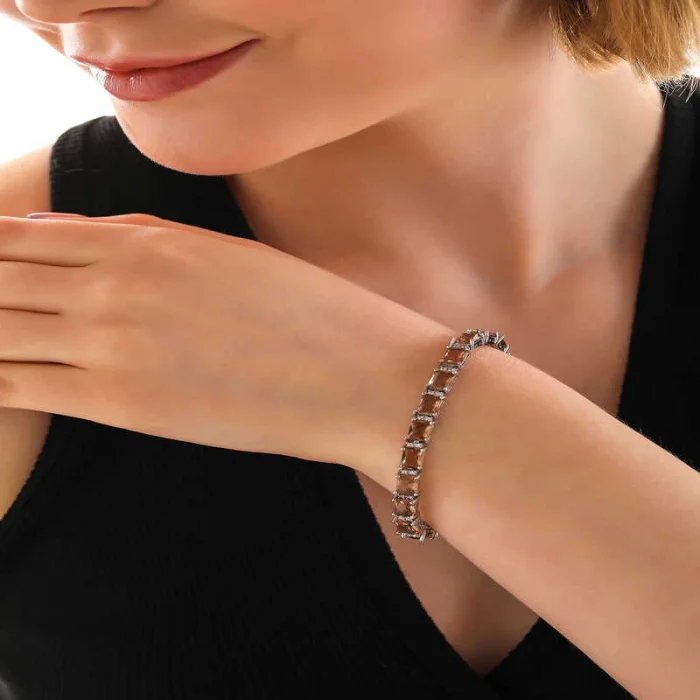 Supertrend ​gümüş Kare Zultanit Taşlı Kadın Bileklik