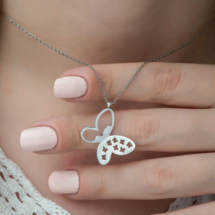 Supertrend Gümüş Kelebek Bayan Kolye