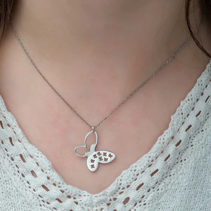 Supertrend Gümüş Kelebek Bayan Kolye