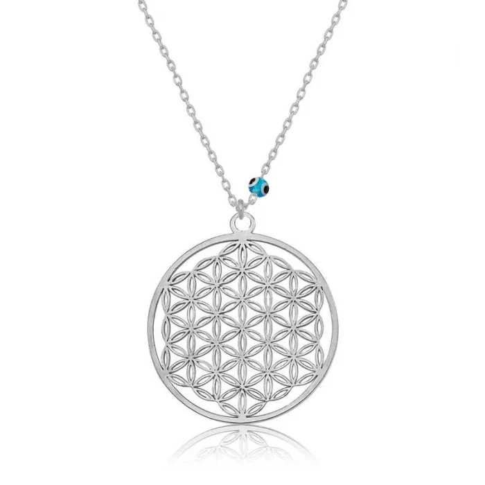 Supertrend Gümüş Nazar Gözlü Yaşam Çiçeği Kolye