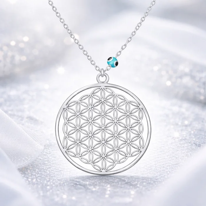 Supertrend Gümüş Nazar Gözlü Yaşam Çiçeği Kolye