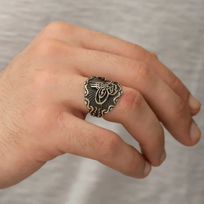 Supertrend ​​gümüş Osmanlı Tuğrası Erkek Yüzük