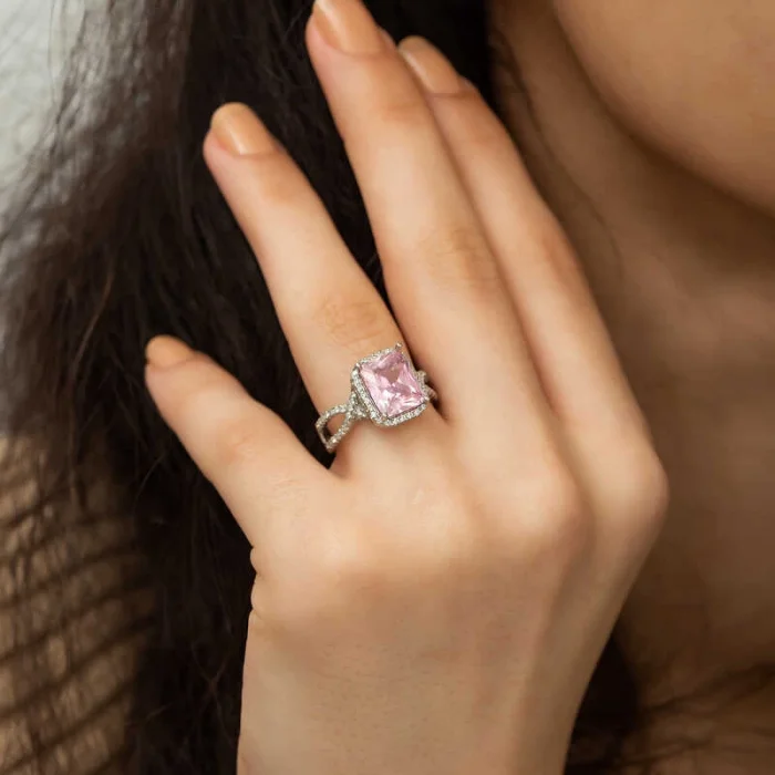 Supertrend Gümüş Pembe Baget Bayan Yüzük