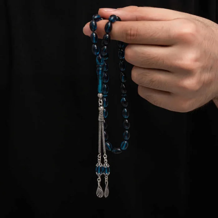 Supertrend Gümüş Püskül Sıkma Kehribar Tesbih