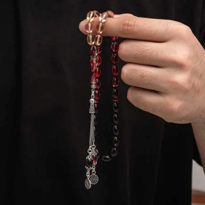 Supertrend Gümüş Püskül Sıkma Kehribar Tesbih