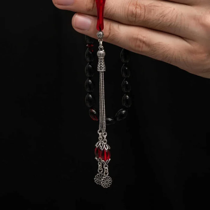 Supertrend Gümüş Püskül Sıkma Kehribar Tesbih