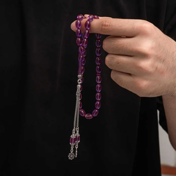 Supertrend Gümüş Püskül Sıkma Kehribar Tesbih